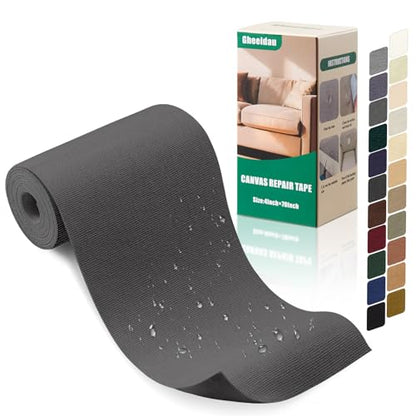 Gheeidau Canvas Repair Tape 4×70 Inch Waterproof Self-Adhesive Fabric Repair Patch for Repairing Boat Covers,Tents,Patio Umbrellas,Car Seats,Luggage,Sofas.(Charcoal Grey) - color: Charcoal Grey, size: 4"×70"