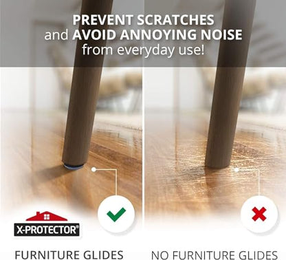 Chair Glides X-Protector –1" Furniture Glides 24 pc – Nail-on Chair Sliders - size: 1" 24 PCS Grey