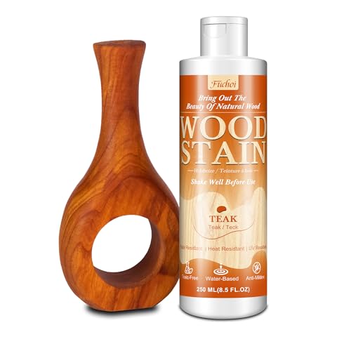 Wood Stain 8.5oz - Teak | Water Based Furniture Stain & Wood Varnish for Indoor & Outdoor Wooden Furniture, Doors, Windows, Paneling, Cabinets | Low Odor Non-Toxic, Dye Fast, Multiple Finishes - color: Teak