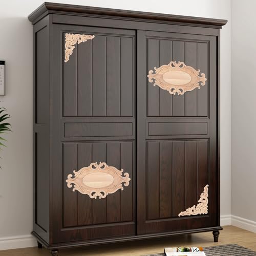 5Pcs Wood Appliques Onlays Classic Decorative Furniture Appliques Set F - color: Set F