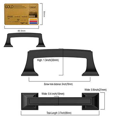 Amerdeco 10 Pack Matte Black Cabinet Hardware 3Inch(76mm) Hole Center Kitchen Handles for Bathroom Drawer Dresser Pulls ZH0010 - color: Matte Black, size: 3"/76MM Hole Center