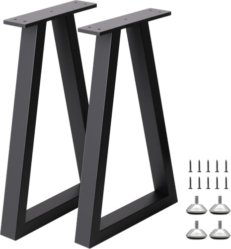 22" Trapezoid Metal End Table Legs Set of 2, Heavy Duty Steel Coffee Table Legs, DIY Furniture Feet for Desk Bench Dining, Black Industrial Finish - color: Trapezoid, size: 22 IN