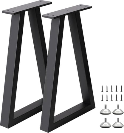 22" Trapezoid Metal End Table Legs Set of 2, Heavy Duty Steel Coffee Table Legs, DIY Furniture Feet for Desk Bench Dining, Black Industrial Finish - color: Trapezoid, size: 22 IN