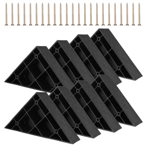 8 Pcs Black Plastic Triangle Couch Legs, Sofa Feet Replacement with Screws, Universal Furniture Legs for Chair, Bed, Table, 5.71"×5.71"×1.6"