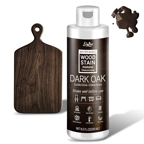 Water Based Wood Stain - Dark Oak | Wood Varnish for Indoor ＆ Outdoor Furniture, Wardrobe, Cabinets, Doors, Low Odor ＆ Non-Toxic, Fast Drying, Multiple Classical Finishes - 8.5fl.oz / 250ml - color: Dark Oak