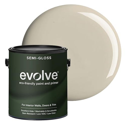 Evolve Interior Paint & Primer, Four Sheens, 1-Gallon & 5-Gallon, Designer Curated Color Palette – One-Coat Coverage, Excellent Hide, Low VOC, Low Odor, Washable Paint for Walls, Ceilings & Trim - Semi-Gloss Sheen (Balanced Beige, 1-Gallon (128 fl. Oz.))