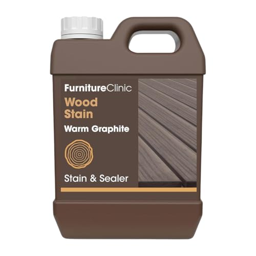 Furniture Clinic Wood Stain, Water-Based & Fast Drying, White Ash - color: Warm Graphite, size: 2500ml / 85 Fl Oz