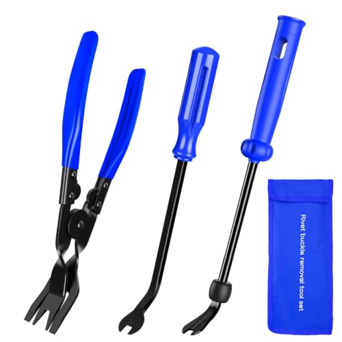 3Pcs Auto Clip Pliers Fastener Remover Clip Removal Tool Car Panel Pry Tool - color: blue, size: 3 PCS