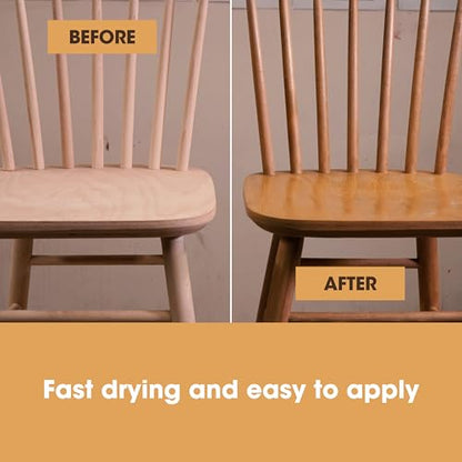 Furniture Clinic 8.5oz Warm Graphite Wood Stain + 4 Pack Foam Brushes | Water Based | Fast Drying, Low Odor, & Non-Toxic | for Indoor & Outdoor Furniture and More