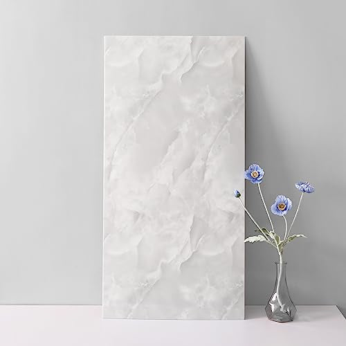 Haimin 3D Wall Panels Peel and Stick Marble Tile Look 10 Pack Waterproof - color: Light Gray-MNH