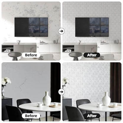 WADILE Peel and Stick 3D Wall Panels 12x12in PVC 30 Pack White - color: White, size: 30 Pack