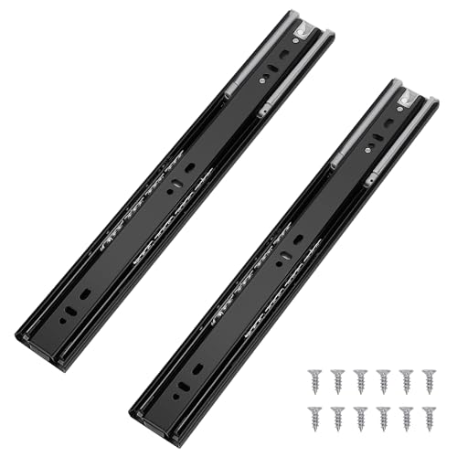 Probrico 1 Pair 14 Inch Soft Close Drawer Slides, Ball Bearing Full Extension Dresser Slides, Side Mount Heavy Duty Black Drawer Slides Glides - size: 14 Inch
