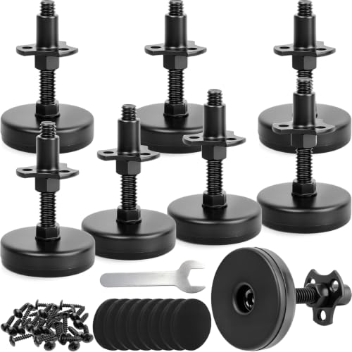 Upgraded Heavy Duty Leveling Feet 3/8"-16 Thread w/T-nut Kits,2.2" Dia Large Base Furniture Levelers,Adjustable Furniture Feet for Table Chair Cabinet Sofa Workbench and More,Support 3360LBs-8 Packs - color: 8 Packs Black