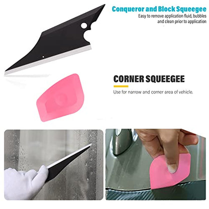 Gomake Vinyl Wrap Tool kit Window Tinting Tools Car Wrap Kit Wallpaper Smoothing Tool Window Tint Installation Kit with Felt Squeegee, Wrap Stick Squeegee,9mm Utility Knife for Car Wrapping