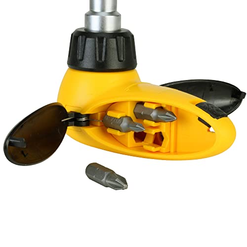 7-Piece Stubby Ratcheting Screwdriver, Slotted & Phillips, Yellow & Black
