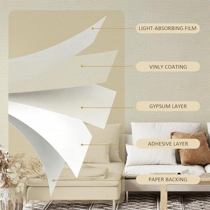 Guvana Grasscloth Peel and Stick Wallpaper Cream Textured Contact Paper Modern Removable Self Adhesive Wall Paper Thicken Fabric Faux Linen Wallpaper for Bathroom Wall Covering Vinyl 394inx15.7in - color: Ceam, size: 15.7" x 394"