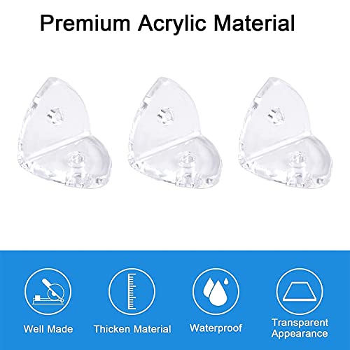 INCREWAY Acrylic L Brackets, 20Pcs Clear Right Angle Bracket, 90 Degree Support Shelf Corner Brace Right Angle Bracket for Furniture Wood Box Fixation, Transparent, Arc Triangle
