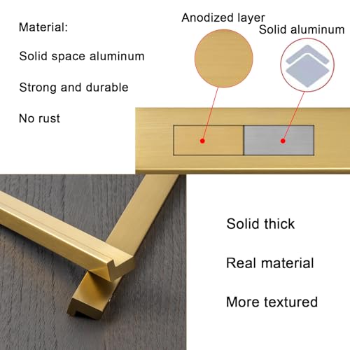Goo-Ki 12pcs Cabinet Handles Brushed Gold Finger Pulls Drawer Pull - 3 in (76mm) Hole Centers Kitchen Hardware Bar Cabinet Pulls Solid Aluminum Material - color: Brushed Gold, size: 3 Inch Hole Center
