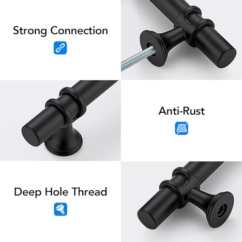 HOME EDIT 10 Pack Black Cabinet Knobs 2 Inch Black Drawer Knobs Single Hole - color: Black&Black