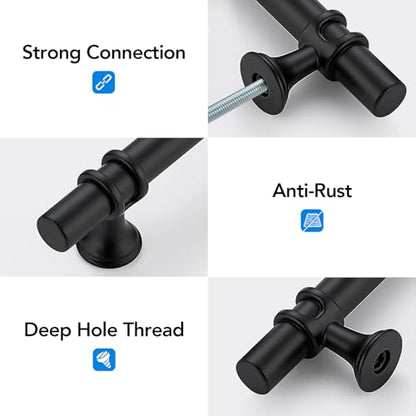 HOME EDIT 10 Pack Black Cabinet Knobs 2 Inch Black Drawer Knobs Single Hole - color: Black&Black