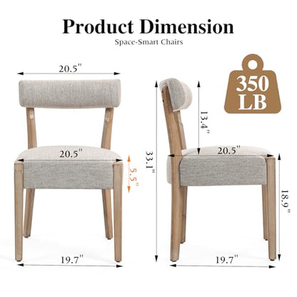 ZJhome Dining Chairs Set of 2,Mid Century Modern Dining Chair Set - Linen Upholstered Low Back Kitchen & Dining Room Chairs with Woven Design,Oatmeal Fabric - color: Oatmeal Fabric, size: Set of 2