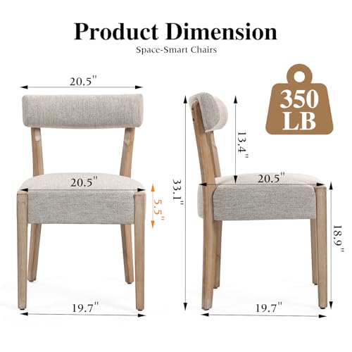 ZJhome Dining Chairs Set of 4,Mid Century Modern Dining Chair Set - Linen Upholstered Low Back Kitchen & Dining Room Chairs with Woven Design,Oatmeal Fabric - color: Oatmeal Fabric, size: Set of 4