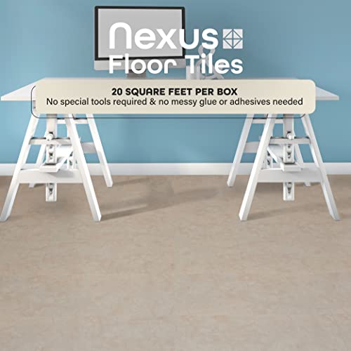 Nexus Self Adhesive 12-Inch Vinyl Floor Tiles, 20 Tiles, 12 x 12 in - color: Carrera Marble, style: Marble look