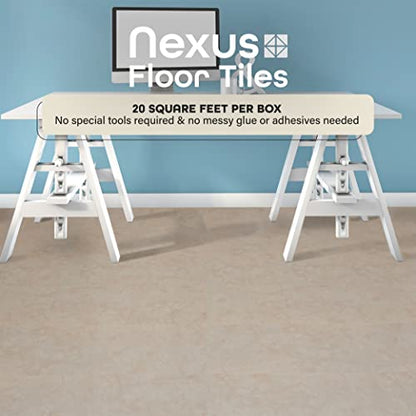 Nexus Self Adhesive 12-Inch Vinyl Floor Tiles, 20 Tiles, 12 x 12 in - color: Carrera Marble, style: Marble look