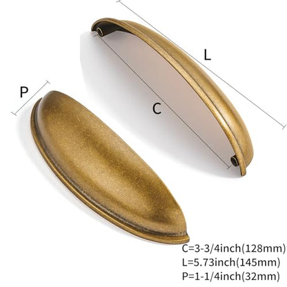 10 Pack 5" Drawer Pulls Antique Brass Cabinet Cup Pulls Kitchen Hardware Cabinet Handles Drawer Handles Knobs 5 inch Hole Center - color: Antique Brass, size: 5"(128mm) Hole Center