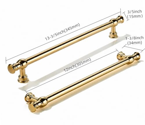 khtumeware Handmade 100% Solid Real Brass Unlacquered Brass Cabinet Pulls - size: 12 Inch Hole Center
