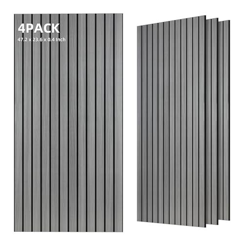 TO-TH Acoustic Panels Wood-Look Sound Proofing Wall Panel 4 Pack, Gray Oak - color: Gray Oak, size: 4 pcs - 47.2'' * 23.6''