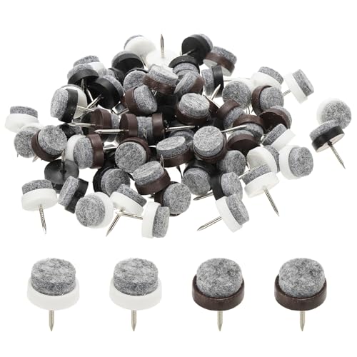 PATIKIL 17 mm Nail-on Felt Pads, 72 Pcs Round Felt Furniture Sliders Pads Heavy Duty Floor Protectors for Wooden Chair Sofa Cabinet Table Leg Feet Hardwood Floors, Black/Brown/White - color: Black/Brown/White, size: 17 mm