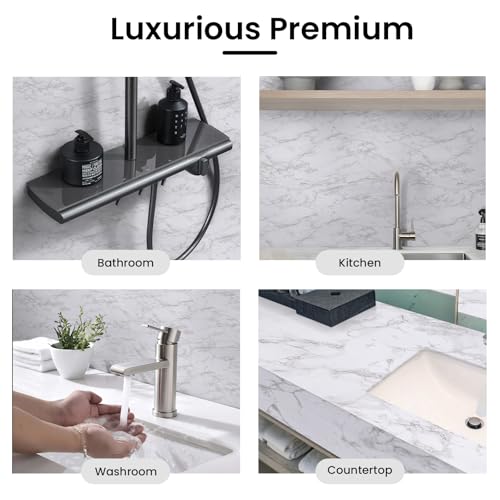 Marble Contact Paper for Countertops Faux Marble Wallpaper Peel and Stick - color: Gray/White, size: 15.7" x 118"