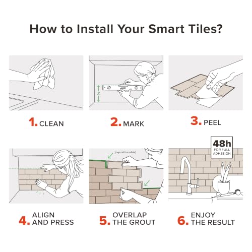Smart Tiles Peel and Stick backsplash, Subway Latte Beige, 10.95"x9.7" - color: Latte Beige