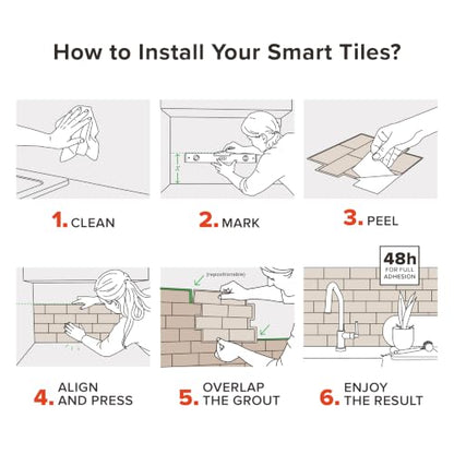 Smart Tiles Peel and Stick backsplash, Mosaic Brown & Beige, 9.72"x9.36" - color: Brown & Beige