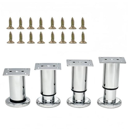 4Pcs Adjustable Silver Metal Furniture Legs 3.1-4.7 Inch Cabinet Desk Sofa - color: Silver, size: 3.1"- 4.7"-Set of 4