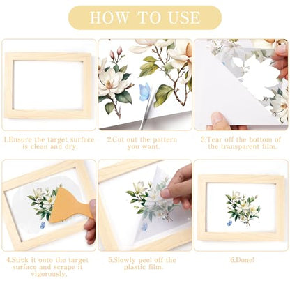 12 Pcs White Magnolia Rub-On Transfers for Furniture & Crafts - style: White Magnolia