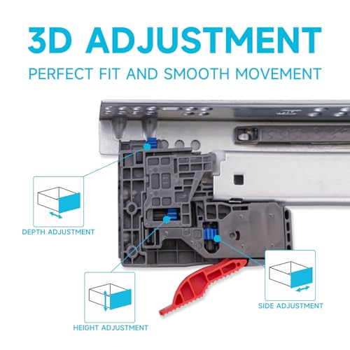 Hitess 6 Pair 18 Inch Undermount Soft Close Drawer Slides Full Extension - size: 18 Inch