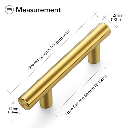 Ravinte Brushed Brass Cabinet Handles, 5 Pack Drawer Pulls, 2-1/2 in - size: 2-1/2 Inch Hole Centers