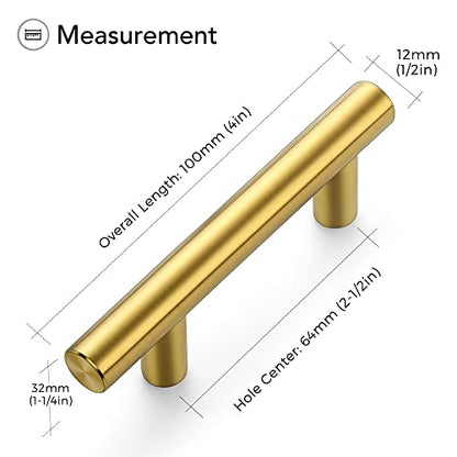 Ravinte Brushed Brass Cabinet Handles, 5 Pack Drawer Pulls, 2-1/2 in - size: 2-1/2 Inch Hole Centers