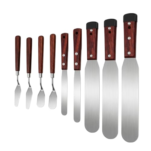 9-Piece Professional Caulking Spatula Set with Wooden Handle - size: 9pcs