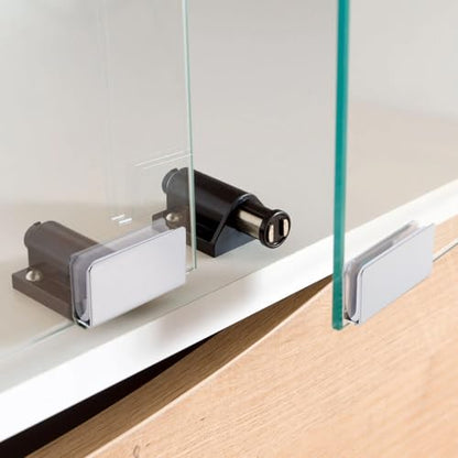 4Pack Glass Clip Silver Strikes Plate Rectangular Touch Clamps - color: Silver