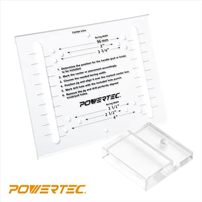 POWERTEC Cabinet Hardware Jig w/Center Punch, T Track & Stop Block, Drawer Jig for Installing Pulls, Knobs, Handle on Cabinet & Drawer, Woodworking Tools for Cabinet Handles Installation (71376) - style: Cabinet Hardware Jig w/Center Punch