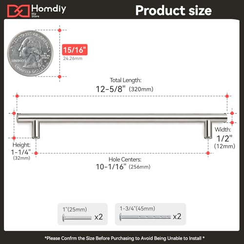homdiy 20 Pack Brushed Nickel Cabinet Hardware Cabinet Pulls - HD201SN Cupboard Handles Modern Cabinet Door Handles 7-1/2inch Hole Center Modern T-Bar Pulls - color: Brushed Nickel, size: 7-1/2in hole centers