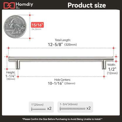 homdiy 20 Pack Brushed Nickel Cabinet Hardware Cabinet Pulls - HD201SN Cupboard Handles Modern Cabinet Door Handles 7-1/2inch Hole Center Modern T-Bar Pulls - color: Brushed Nickel, size: 7-1/2in hole centers