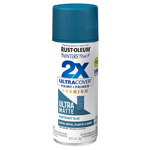 Rust-Oleum Painter's Touch 2X Ultra Cover Spray Paint, Nantucket Blue - color: Ultra Matte Nantucket Blue, size: 12 Ounce (Pack of 1)