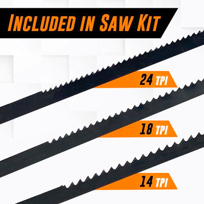 Mutt Tools Coping Saw for Woodworking - 6.5 inch Frame with 3 Steel Blades