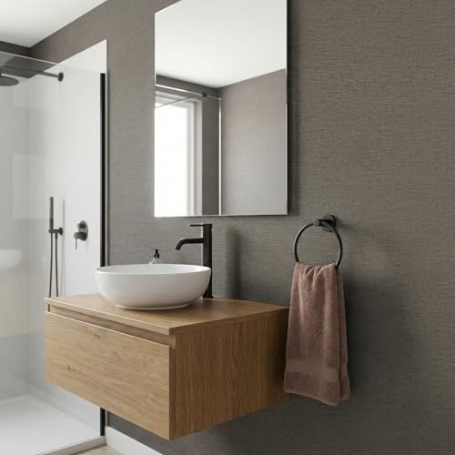 WADILE Grasscloth Peel and Stick Wallpaper 15.7in x 78.7in, Textured Contact Paper for Cabinets, Faux Linen Wall Paper Pull and Stick, Fabric Vinyl Wallpaper Self Adhesive Brown Gray - color: Brown Gray, size: 15.7" x 78.7"