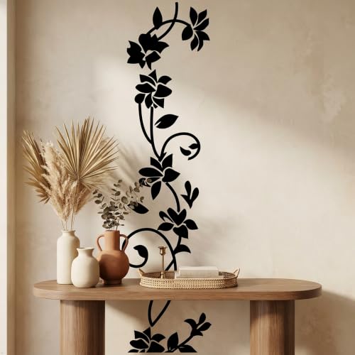 Picniva Rattan Flower Removable Vinyl Wall Decal, Blue, 22 x 80 in - color: Blue, size: 22'' X 80''