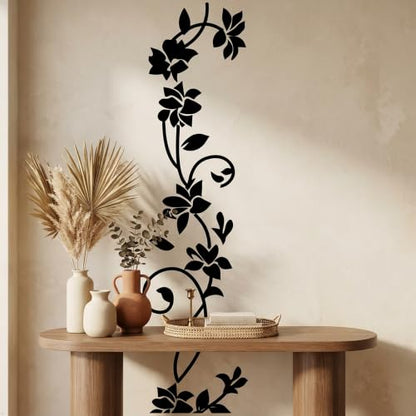 Picniva Rattan Flower Removable Vinyl Wall Decal, Blue, 22 x 80 in - color: Blue, size: 22'' X 80''